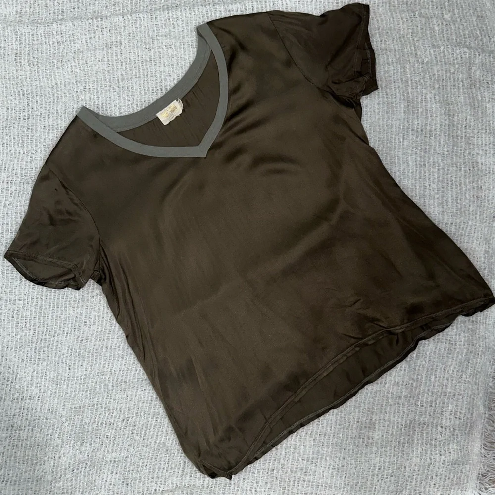 Nation LTD Brown V-Neck Short Sleeve Tee - Picture 5 of 9